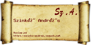 Szinkó András névjegykártya